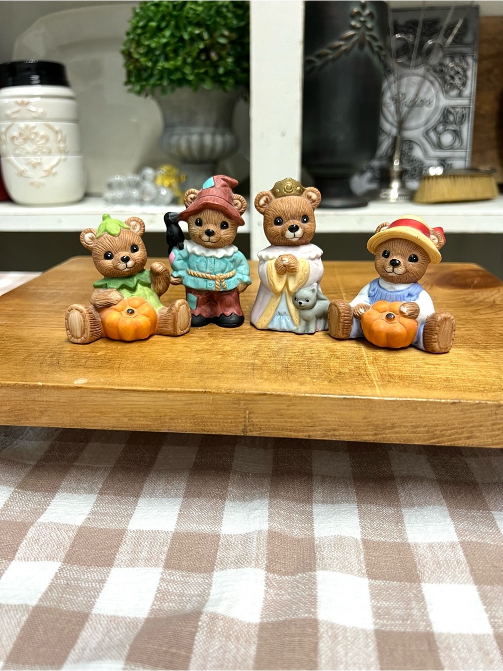 Vintage homco bears Halloween pumpkin fall ceramic grandma core